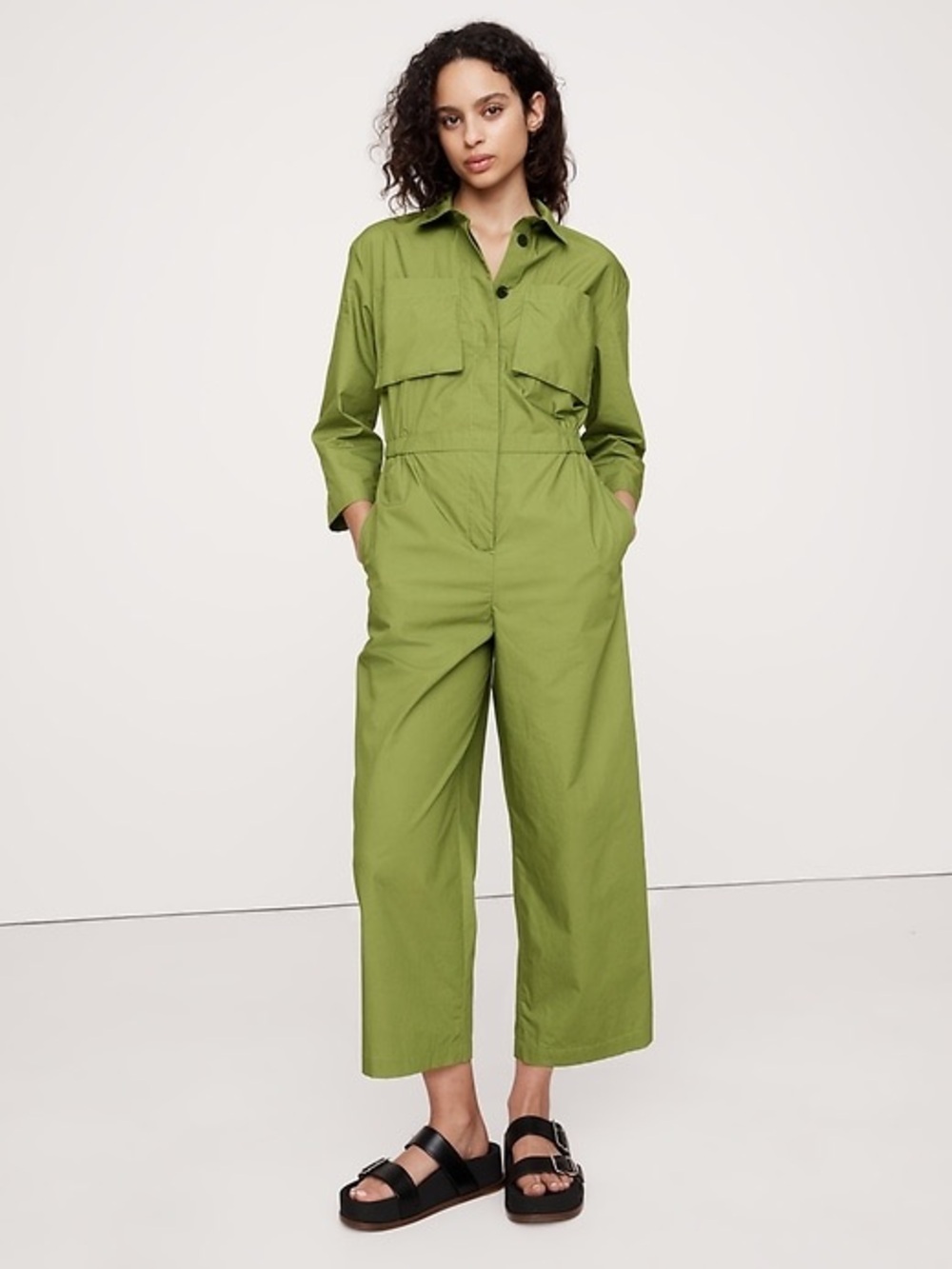 ⚡️Banana Republic Cotton Poplin Boiler Jumpsuit in Willow Green sz Small